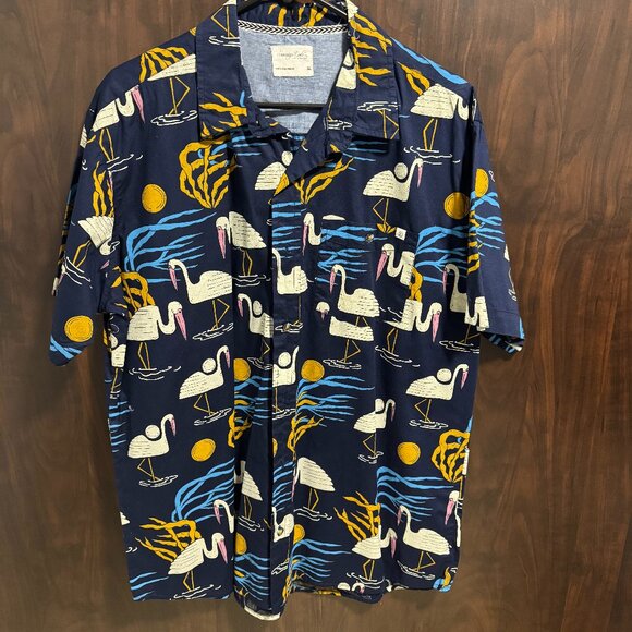 Sovereign Code, Blue Bird & Water Short Sleeve Button Shirt, XL - Picture 1 of 5